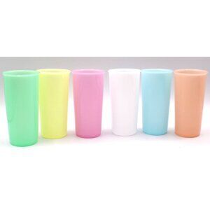 Set 6 Vtg Tupperware Pastel Tumblers Retro Kitchen Kids Rainbow Cups Stacking